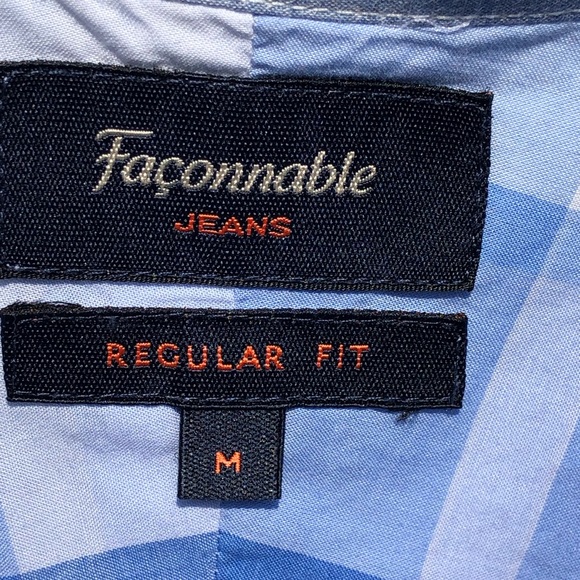 Faconnable Blue Check Button-Up Regular Fit M - Picture 4 of 6